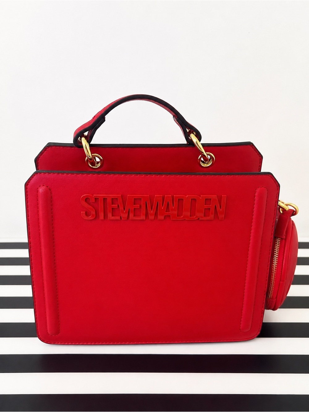 Steve Madden Red Structured Top-Handle Bag